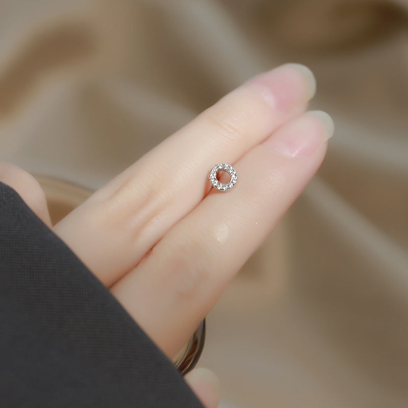 Wholesale Simple Niche Design Mini Full Diamond Earrings for Men and Women Sterling Silver Full Diamond 26 Letter Earrings